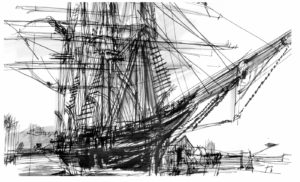 Pen and Ink sketch of the Charles W. Morgan