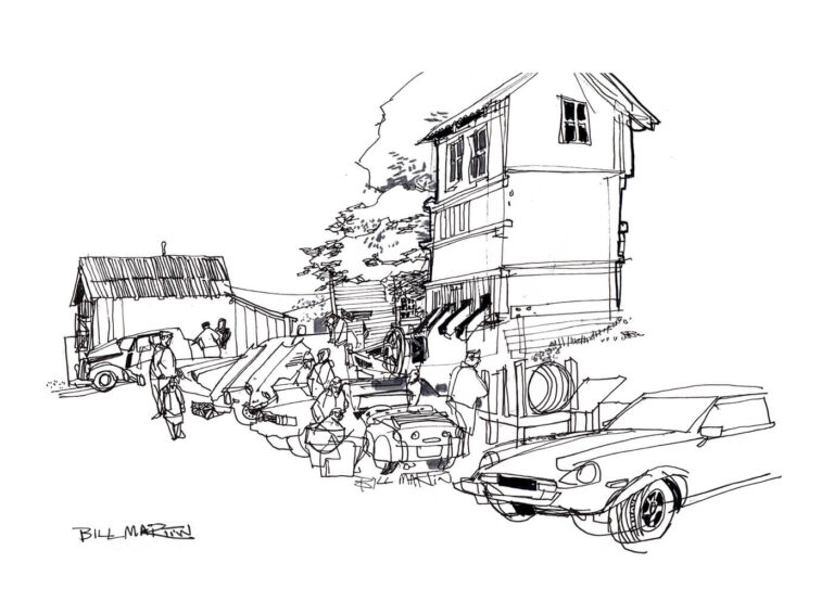 A grouping of show attendees at one of the "Wheels for the Wheel" car shows at the Red Mill Museum in Clinton, NJ